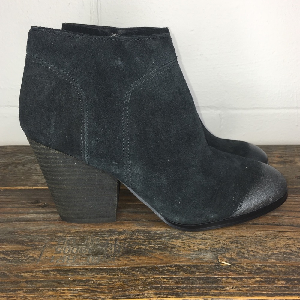 Isola Leandra Suede Bootie Burnished Toe Black